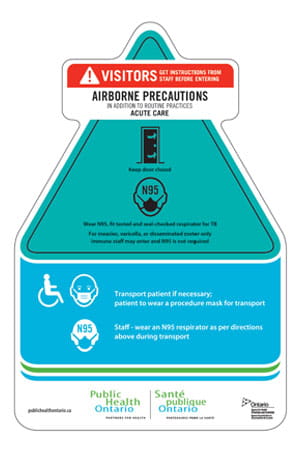 Standardized Infection Prevention and Control caution signage card for hospitals.